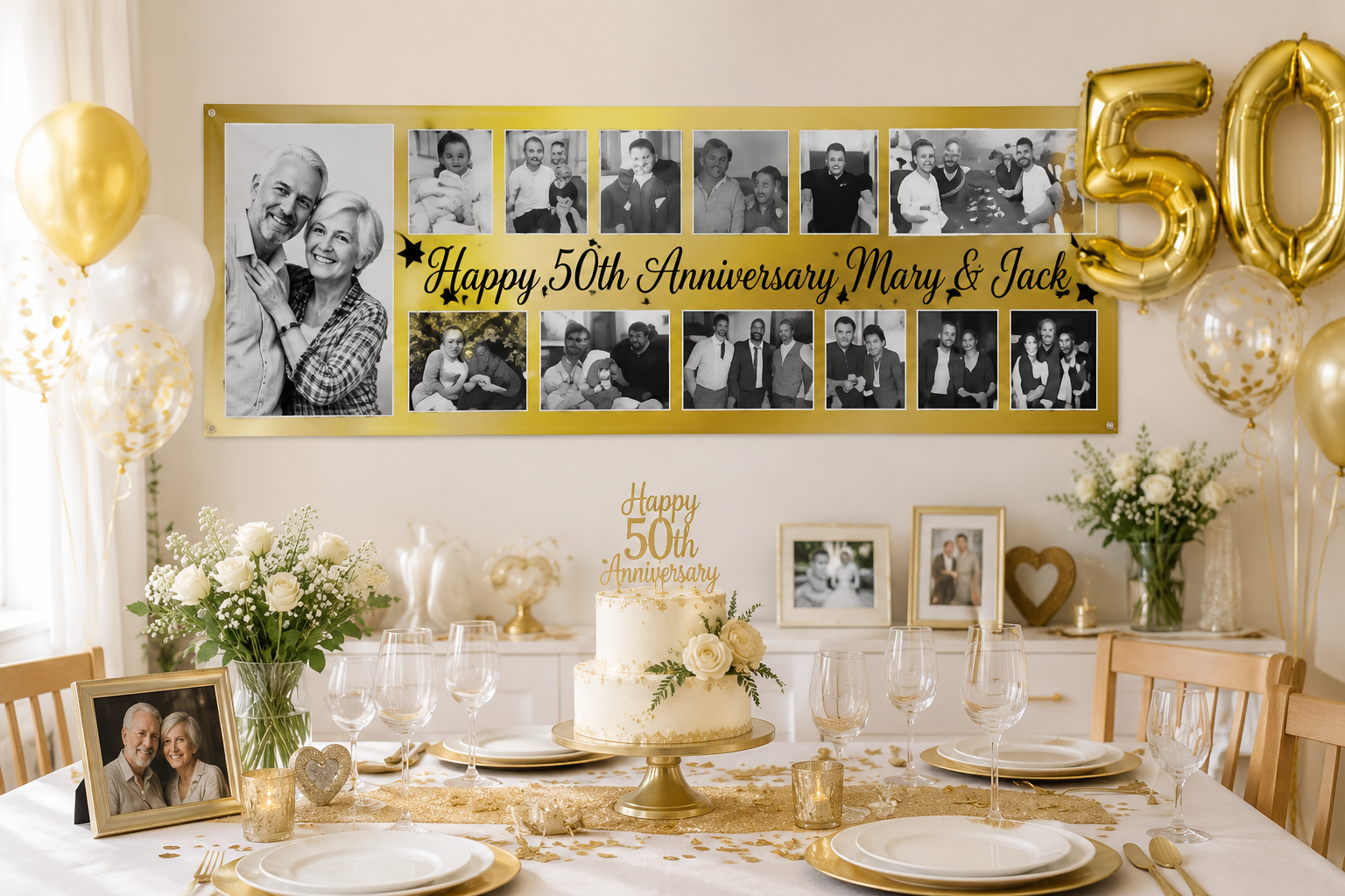 Personalised wedding anniversary photo banner