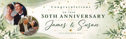 30th Pearl Wedding Anniversary Personalised Photo Banner