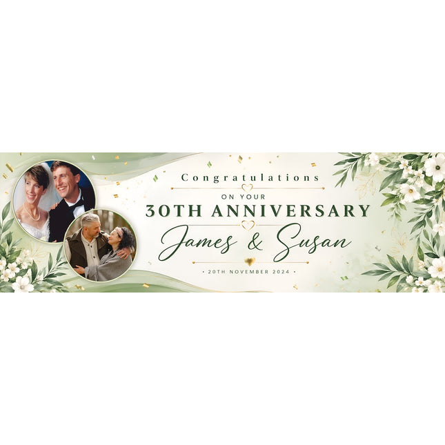 30th Pearl Wedding Anniversary Personalised Photo Banner