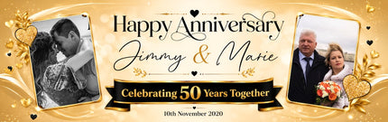 50th Gold Anniversary Personalised Banner