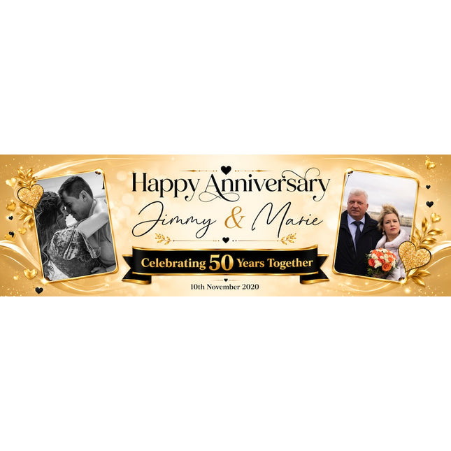 50th Gold Anniversary Personalised Banner