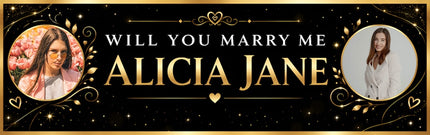 Golden Sparkle Will You Marry Me Proposal Personalised Banner