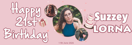 Cake & Presents 21st Birthday Party Personalised Photo Banner
