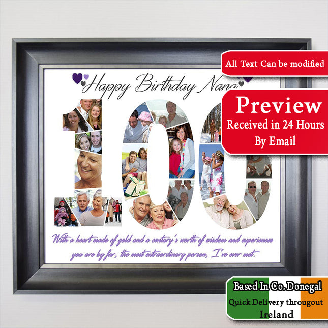 This Is Your 100th Birthday Celebration Framed Photo Collage