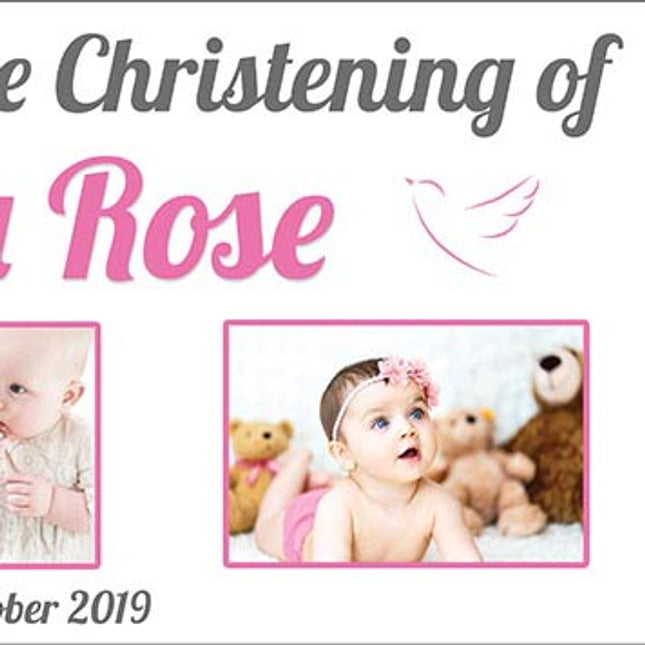 Our Christening Party Photo Personalised Banner
