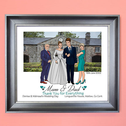 Our Custom Wedding Day Family Caricature Gift