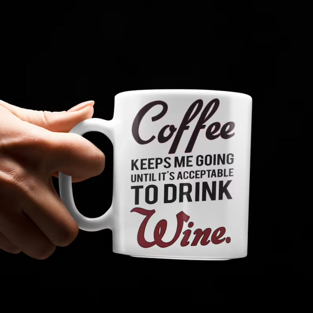 Coffee Until Its Acceptable To Drink Wine - Funny Novelty Mug