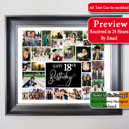 Happy 18th Birthday - This Is Your Life Framed Photo collage Birthday Gift