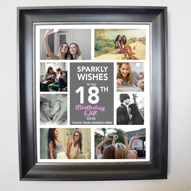 Sparkly Wishes 18th Birthday - Framed Photo Collage