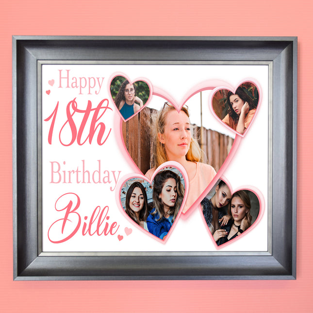 This Is Your Life 18th Birthday Hearts Framed Photo Collage