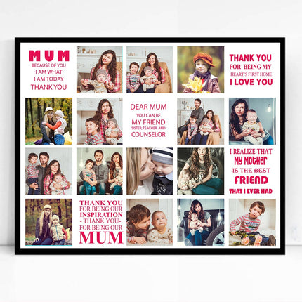 Love you Mum Memories framed Photo Collage