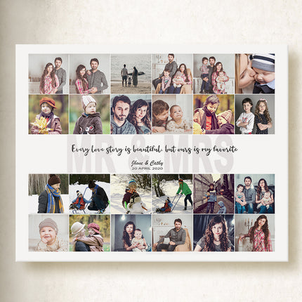 Newly Weds love Story Photo Collage On Canvas