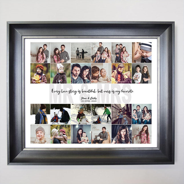 Newly Weds Mr And Mrs Story Framed Photo Collage