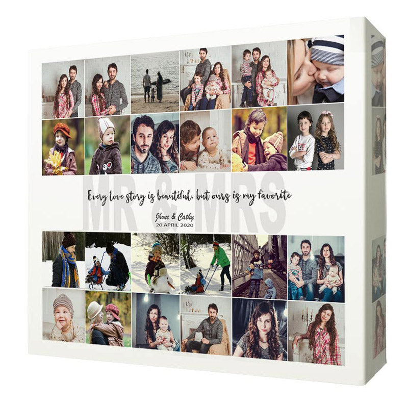 Newly Weds love Story Photo Collage On Canvas