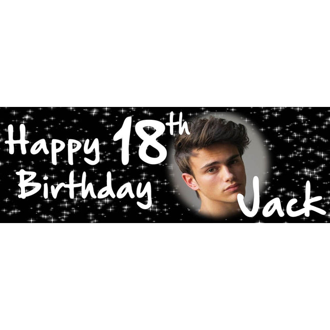 JUST BLACK  Birthday Party Personalised Photo Banner