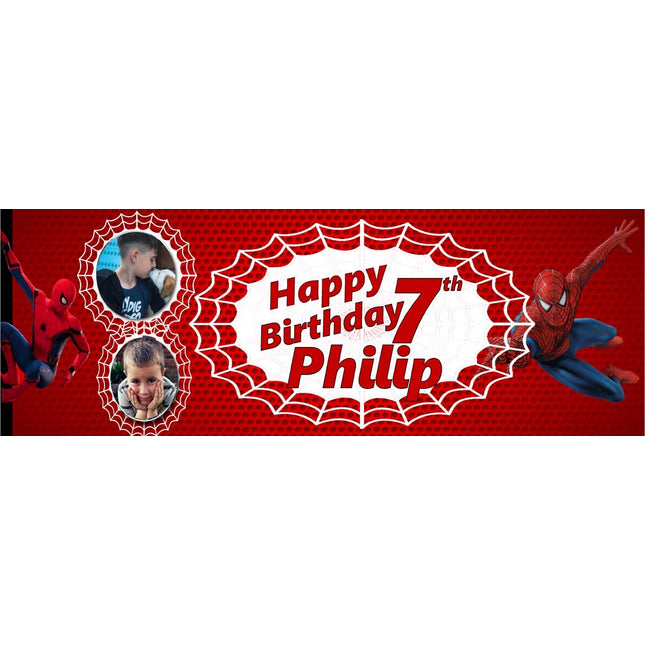 Spiderman Birthday Party Personalised Photo Banner