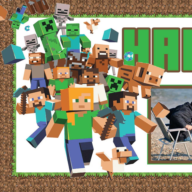 Minecraft Birthday Party Personalised Photo Banner