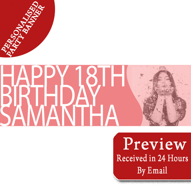LARGE TEXT Filtered  18th Birthday Party Personalised Photo Banner