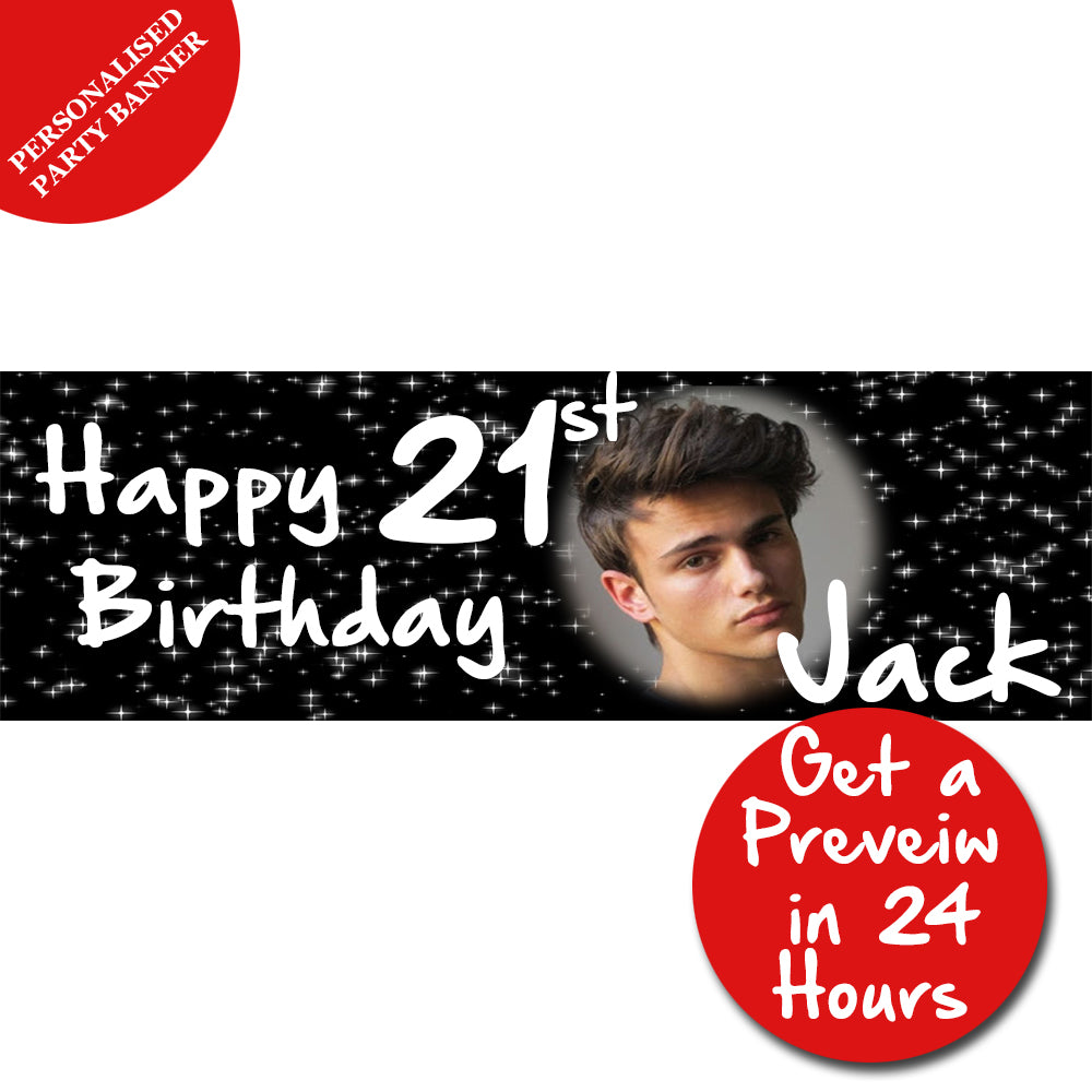 JUST BLACK  21st Birthday Party Personalised Photo Banner