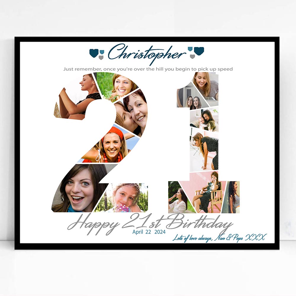 21st Birthday Anniversary Framed Photo Collage - Do More With Your Pictures