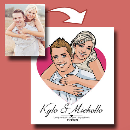 Our Engagement Upperbody Caricature Portrait Wedding Gift