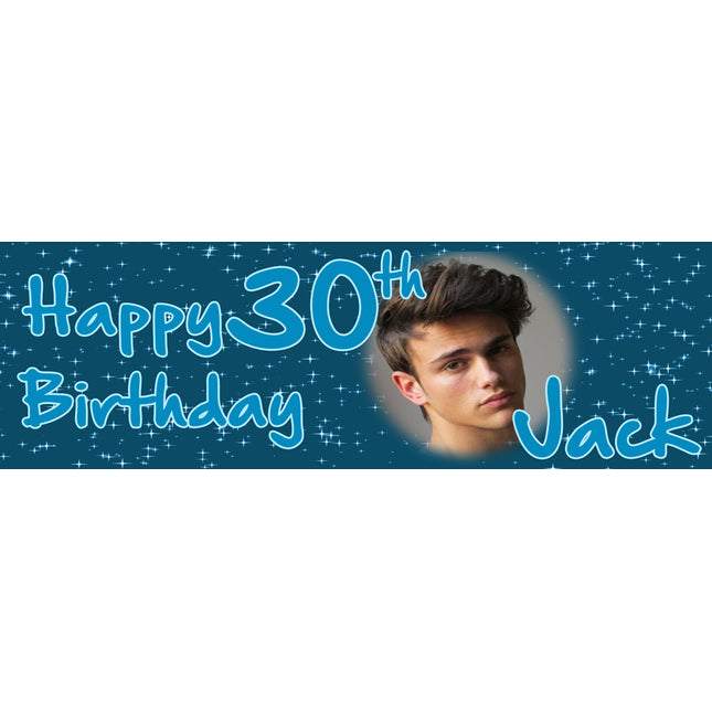 Just Blue 30th Birthday Party Personalised Photo Banner