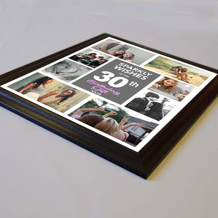 Sparkly Wishes On Your 30th Birthday - Framed Photo Collage