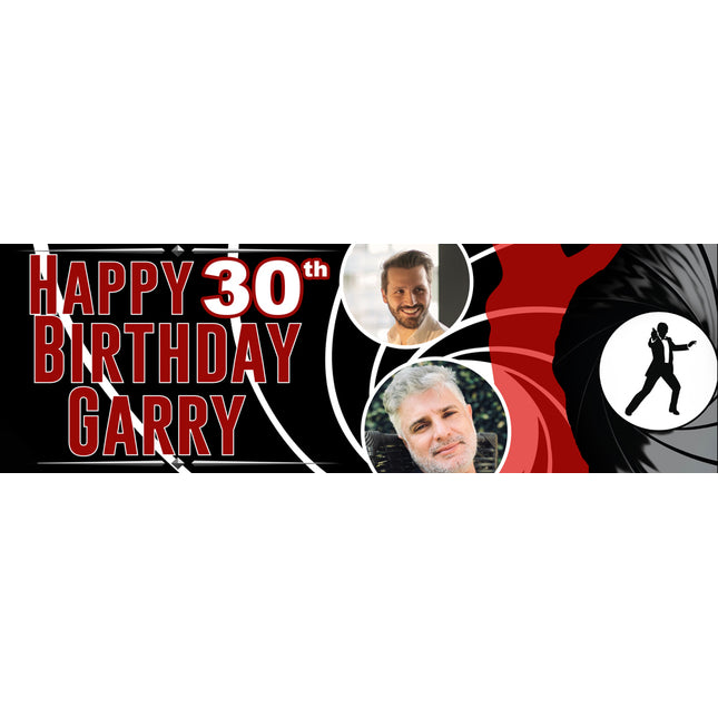 30th Birthday James Bond Personalised Birthday Photo Banner