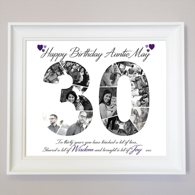 30th Framed Number Collage Birthday Gift