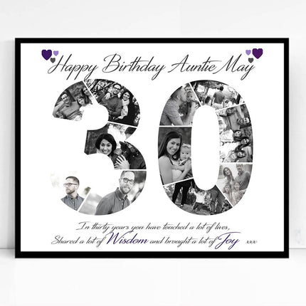 30th Birthday or Anniversary  Framed Photo Collage - Do More With Your Pictures