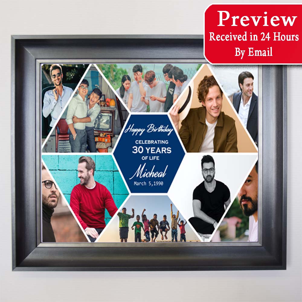 Its HERE 30th Birthday Gift- This Is Your Life Framed Photo Collage