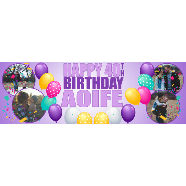 40th Birthday Circle It Up Personalised Photo Banner