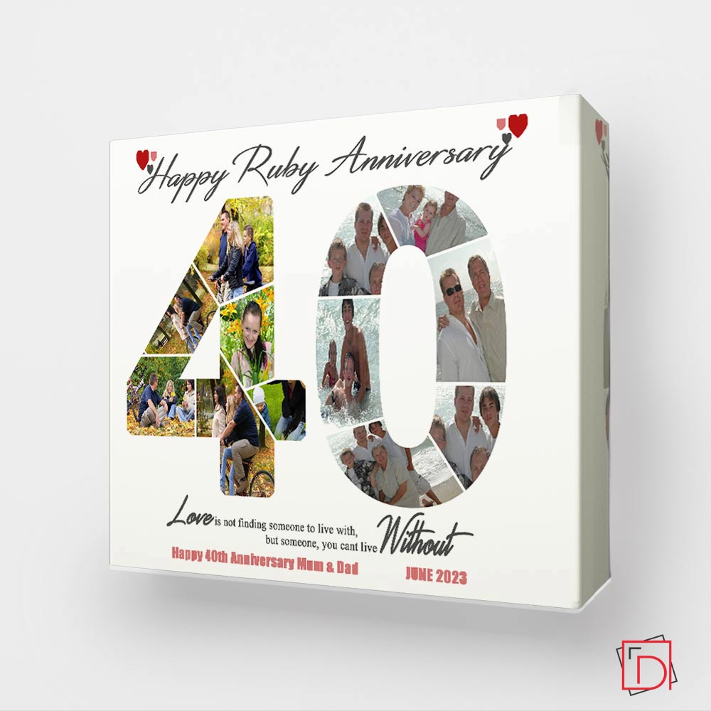 40th Ruby Anniversary Framed Photo Collage - Do More With Your Pictures