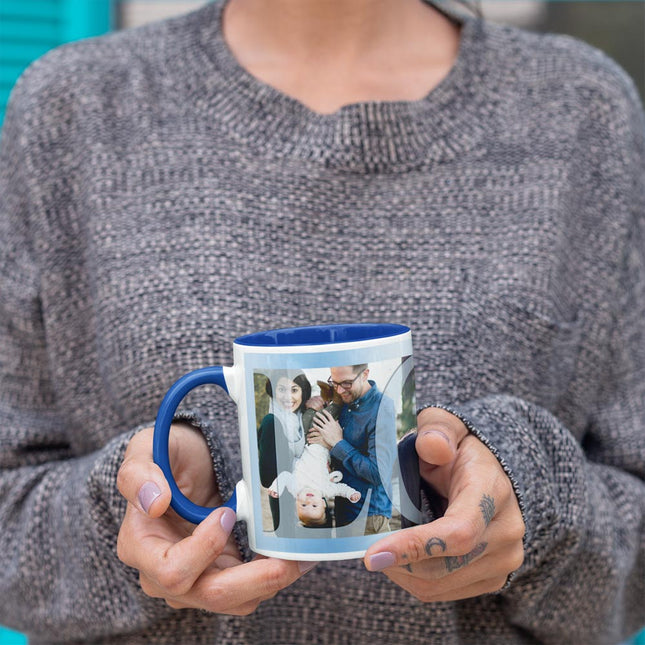 LOVE On Blue PhotoCollage Personalised Photo Mug