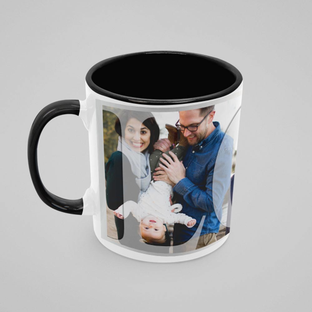 LOVE On Black PhotoCollage Personalised Photo Mug