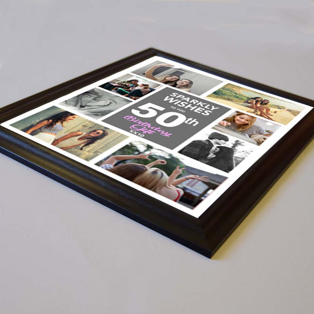 Sparkly Wishes On Your 50th Birthday - Framed Photo Collage