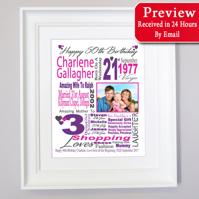 This Is Your Life 50th Birthday Sentiment Frame