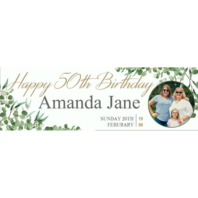Natures Way 50th Birthday Floral Personalised Photo Banner
