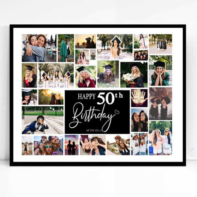 Happy 50th Birthday - This Is Your Life Framed Photo Collage Birthday Gift