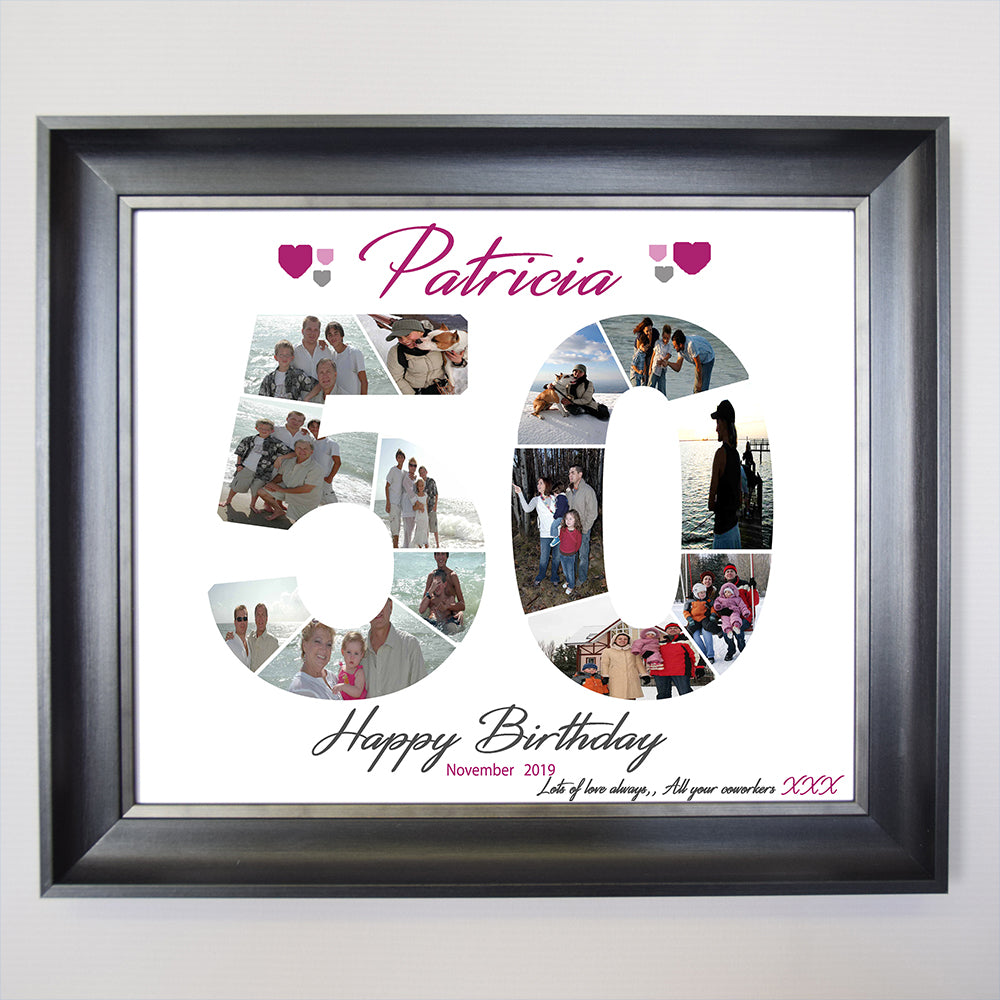 50th Framed Number Collage Birthday Gift