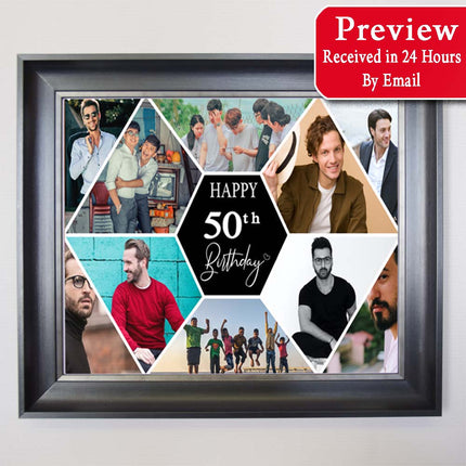 Its HERE 50th Birthday Gift- This Is Your Life Framed Photo Collage
