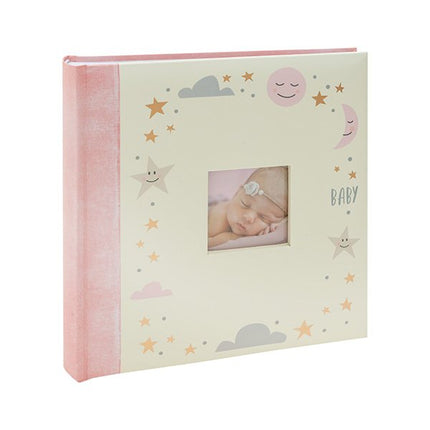 200 6X4 Baby Sun, Moon & Stars Pink Memo Photo Album by Kenro