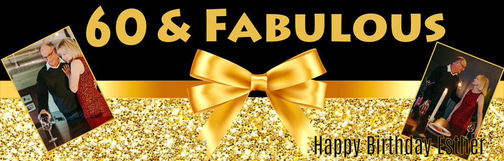 60th Birthday Fabulous Bows And Sparkle Personalised Photo Banner