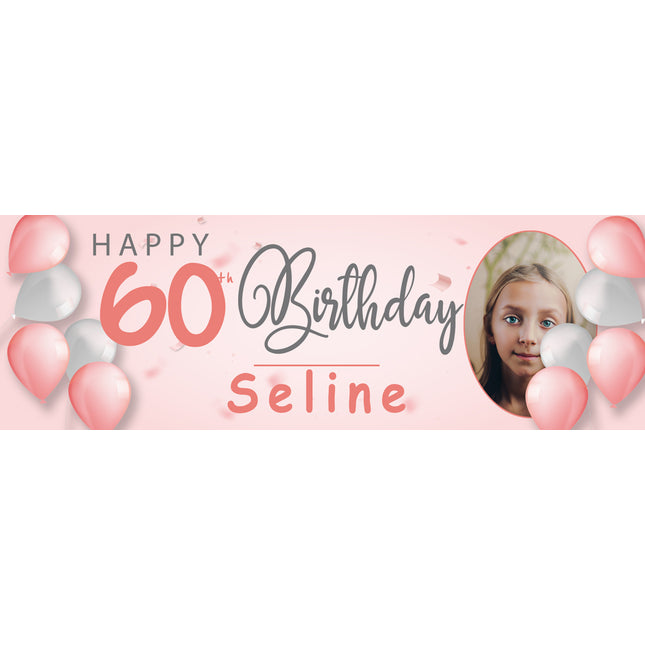 It A Balloon 60th Birthday Personalised Photo Collage Banner