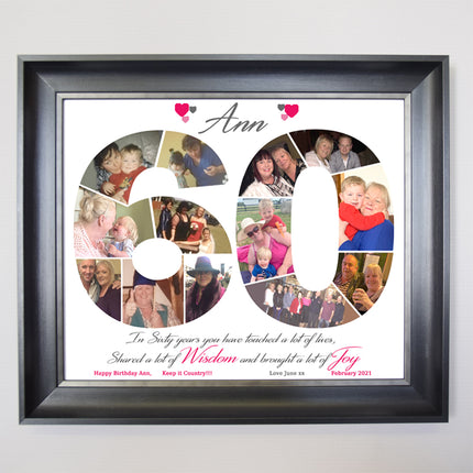 60th Framed Number Collage Birthday Gift