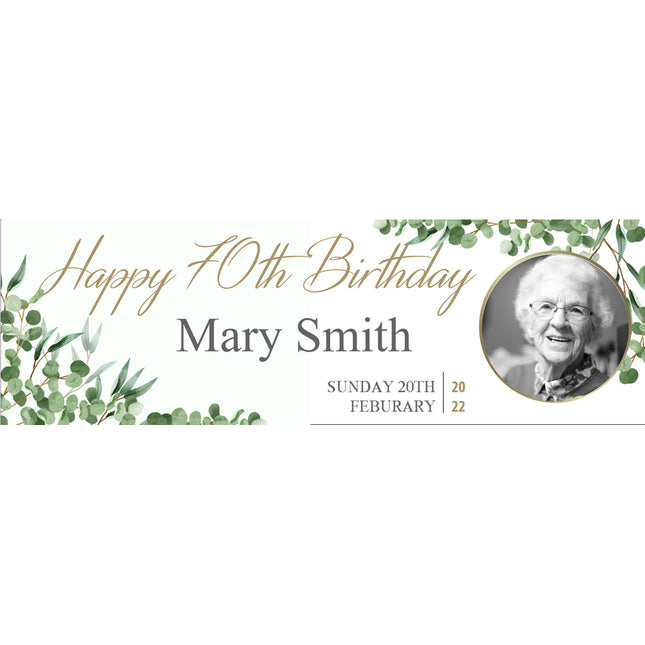 Natures Way 70th Birthday Floral Personalised Photo Banner