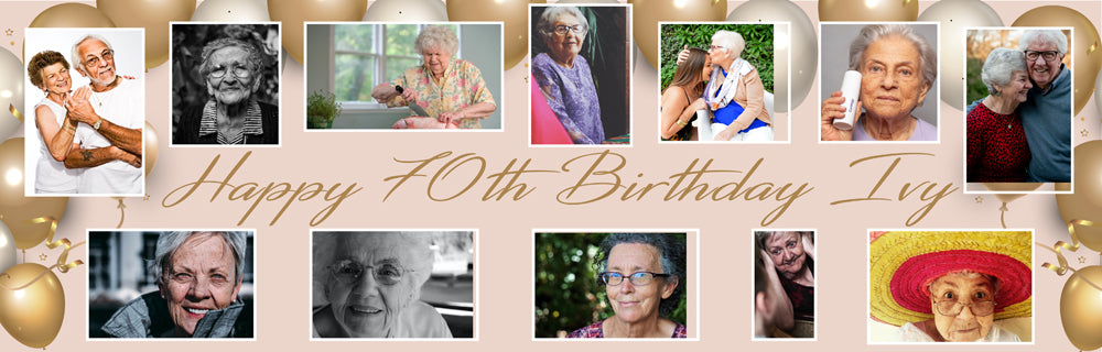 70th Party Personalised Photo Collage Banner
