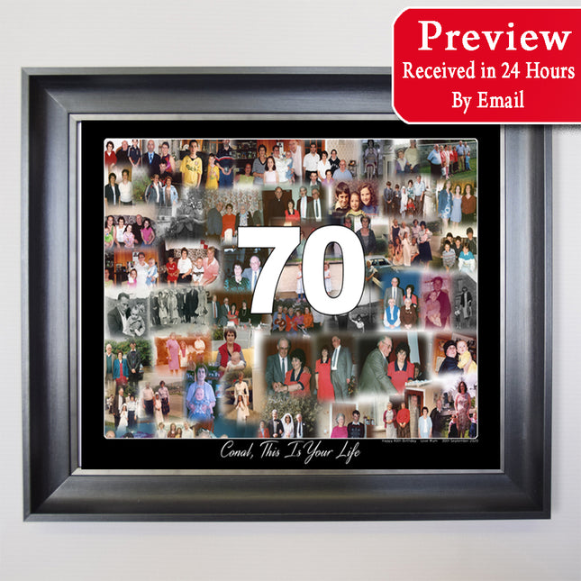 This Is Your Life 70th Birthday Blended Memories Framed Collage