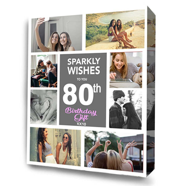 Sparkly Wishes On Your 80th Birthday - Framed Photo Collage