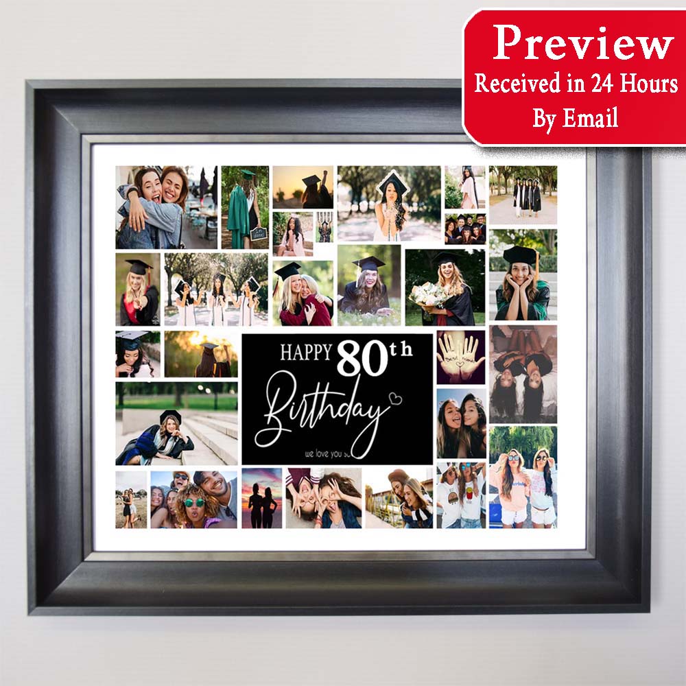 80th Birthday - This Is Your Life Framed Photo Collage Birthday Gift